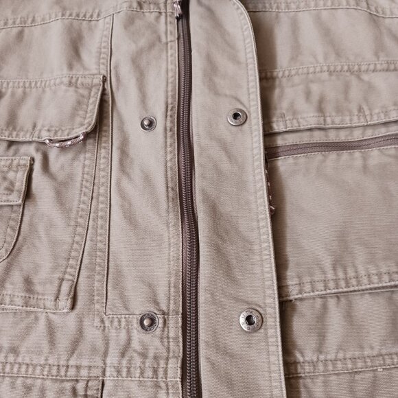 Columbia Vest Mens Medium Tan Khaki Cargo Canvas Full Zip Fishing Hiking Safari - Picture 5 of 8